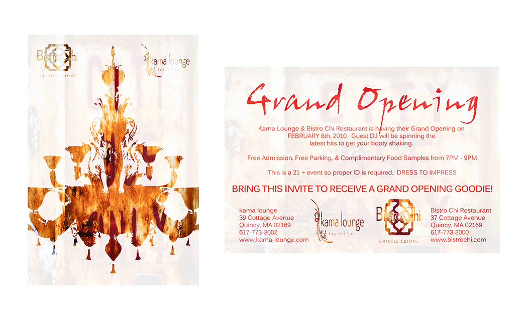 Bistro Chi Kama Lounge Grand Opening Promotion Flyer
